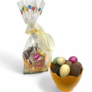 Gevulde Paaseitjes in half ei in gedecoreerd zakje - Macaronstore.nl